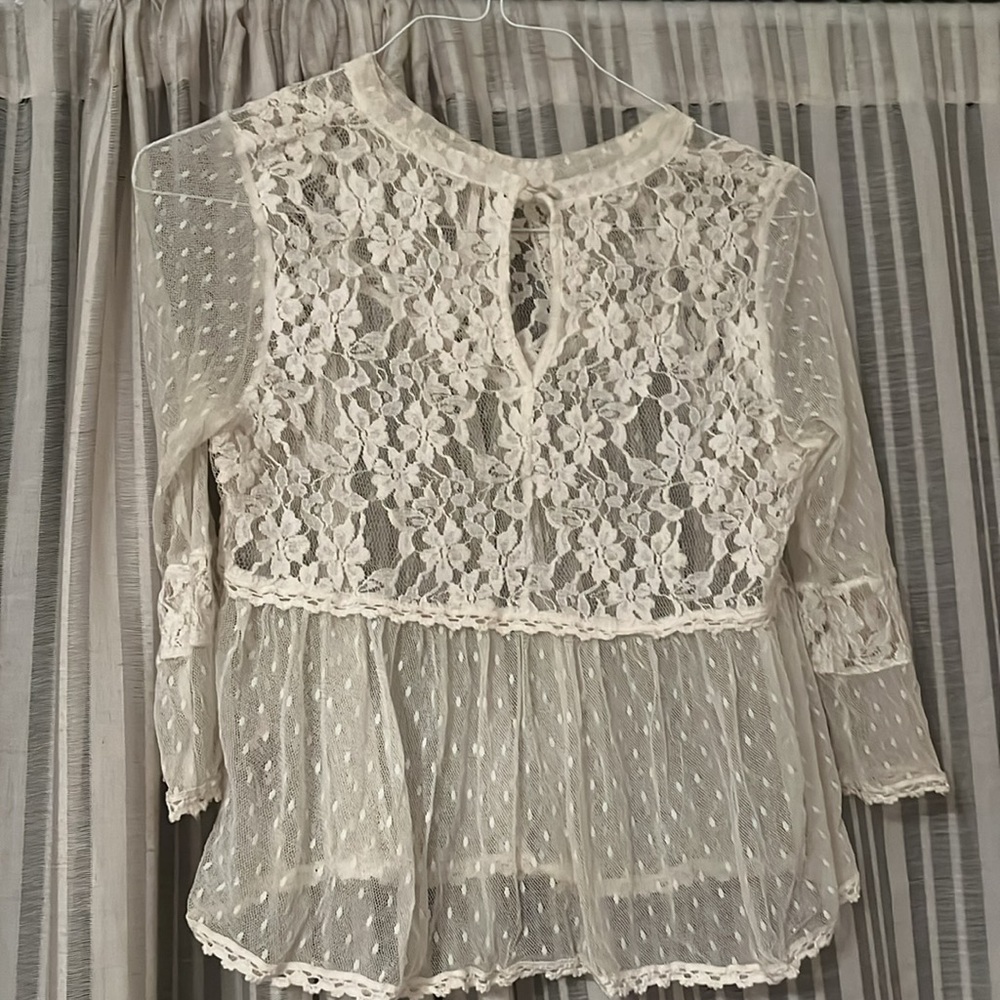 Women’s Free People Medium Cream Lace Bathing Suit Coverup - Picture 2 of 3